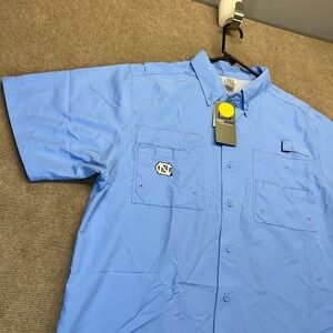 UNC Tar Heels Fishing Shirt Men's Large Short Sleeve Button Down ProEdge NEW